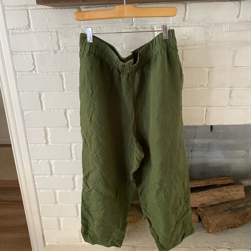 Madewell green linen pull on pants